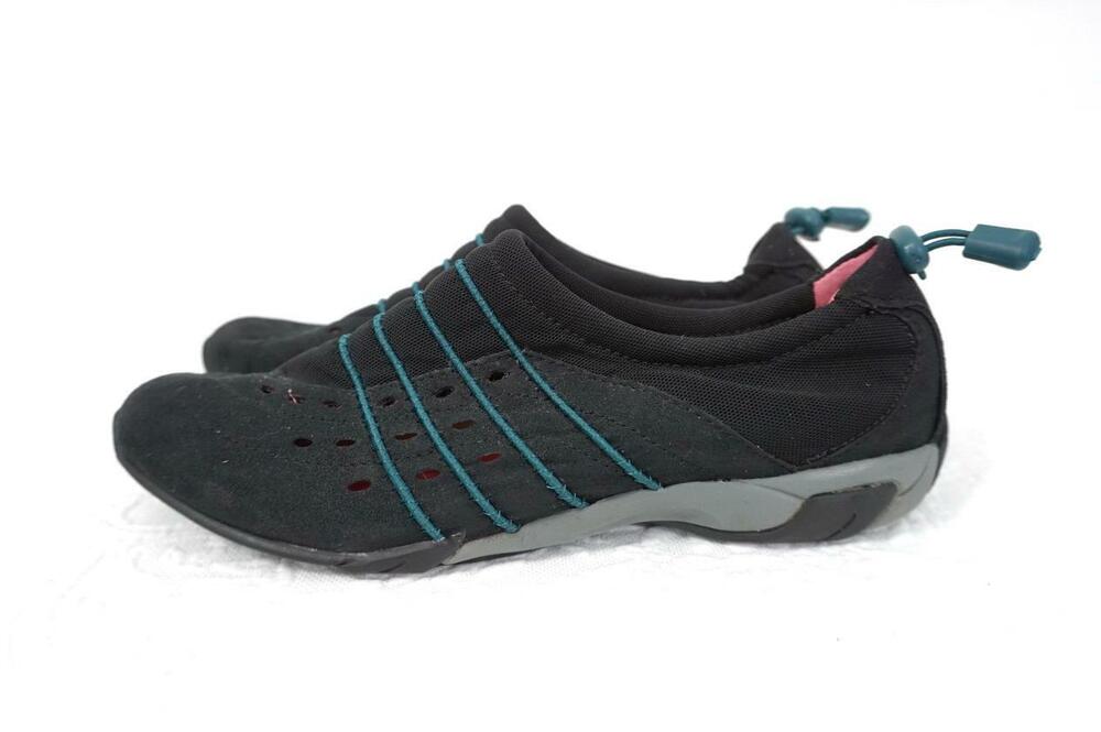 HUSH PUPPIES 7 USED BLACK TEXTILE FLATS/WALK COMFORT/SLIP ON/SNEAKERS/DRAWSTRING